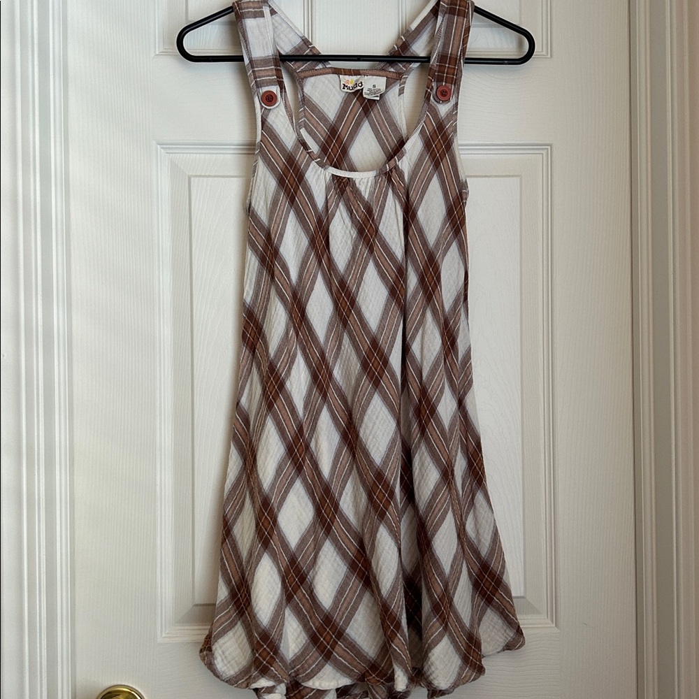 Mudd Brown and White Plaid Dress